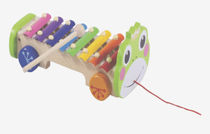 Rainbow Xylophone on pull along frog