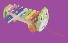 Load image into Gallery viewer, Rainbow Xylophone on pull along frog